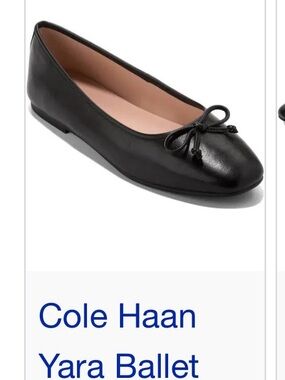 Cole Haan Black Leather Ballet Flat with Bow